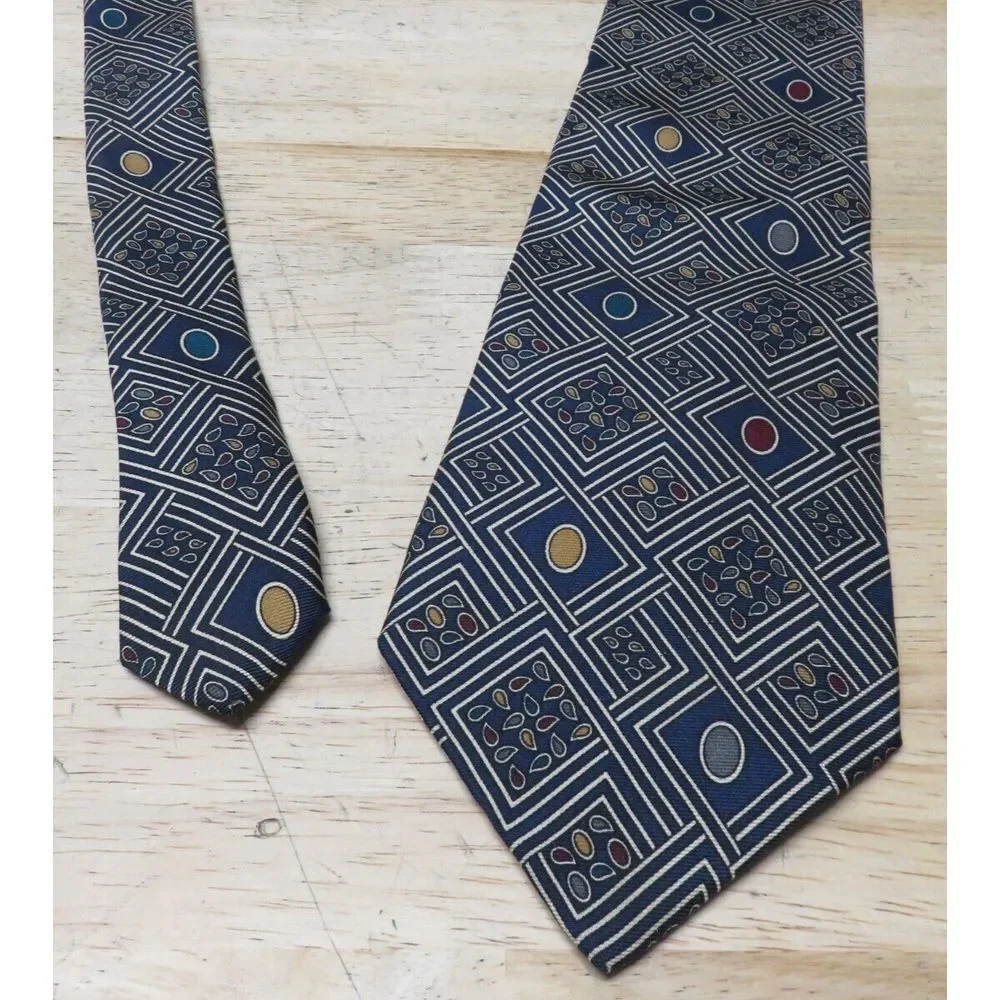 Gitman Bros. Necktie Tie Geometric Made in USA Handmade Silk‎ Multicolor